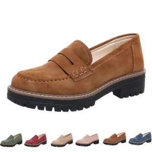 Mocassins orthopédiques à Plateforme Orthoture confortables pour femme, mocassin de marche à bout rond, semelle crantée en daim (YuchiStore, neuf)