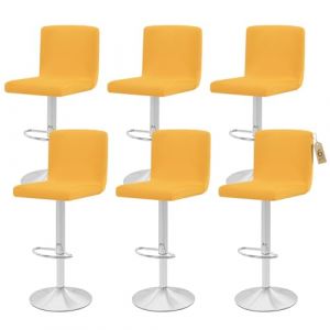 Showgeous 6 Pcs Housses de Chaise de Bar, Couverture de Chaise de Pub, Lavables Amovibles ExtensiblesHousse Tabouret de Bar pour Chaise de Salle à Manger pivotante Courte Tabouret(Jaune) (Showgeous EU Store, neuf)