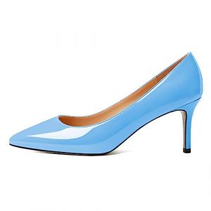 EDEFS Escarpins Slip-on Femme à Talon Cubite 6cm Bout Pointu Cuir Verni Polyvalents Mariage & Événements Bleu Clair EU37 (EDEFS Official Store, neuf)