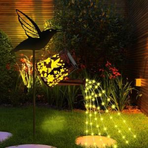 XIHAMA Arrosoir Lumineux Solaire, Lumi&egrave;res d'Arrosoir de Jardin Solaire avec Guirlande Lumineuse &agrave; 36 LED, M&eacute;tal R&eacute;tro, &Eacute;tanche pour Jardin Patio Cour All&eacute;e Lanterne D&eacute;coration de Plantes (Colibri) (xihama, neuf)