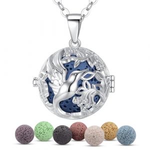 INFUSEU Collier Diffuseur Huile Essentielle, Colibri Argent Plaque Petite Marguerite Aromath&eacute;rapie Pendentif Aromatherapie Fantaisie Diffuseur Parfum Femme (INFUSEU, neuf)