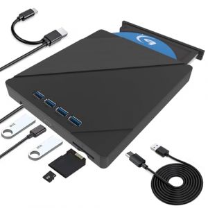 Custom Catch Lecteur Blu-Ray Externe, USB 3.0 Type-C 7en1 Portable Lecteur Blu Ray Externe, Lecteur DVD/BD Graveur Blu Ray avec 3D CD DVD Graveur Optical Bluray Drive pour PC Windows 11 10 8 7 (fengjundianpd, neuf)