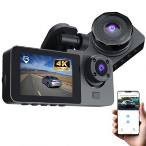 Dashcam Voiture Avant/Arrière 4K + 1080P,Caméra Embarquée GPS WiFi Intégré,Vision Nocturne F1.5,Écran IPS 3.16",170° Grand Angle,Mode Parking 24H,Enregistrement en Boucle (shenzhenshikesimilaikejiyouxiangongsi, neuf)