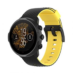 Gheper Bracelet en silicone souple dichromatique compatible avec Suunto 9 Baro/Suunto 7/Suunto 9/Suunto D5/Suunto Spartan Sport Wrist HR Bracelet de rechange pour montre intelligente (Gheper-FR, neuf)