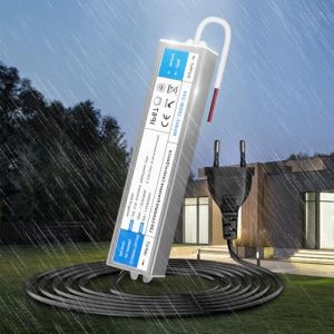 KSIBNW Transformateur 220V 24V 100W LED Driver Etanche IP67, Ext&eacute;rieur Transfo avec Prise 220V AC &agrave; 24V 4,2A Convertisseur Imperm&eacute;able Ultra Fin Alimentation Tension Basse Constante Adaptateur (KSIBNW, neuf)