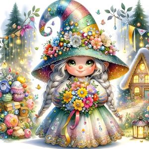 GDYEEH 5D Fille Fée Peinture Diamant Painting Kit, DIY Fleurs Colorées Art du Diamant Complet Kits, Cartoon Diamond Art Kits Strass Point de Croix Painting pour Adultes Débutants Maison Décor 30x30cm (GDYEEH Direct, neuf)