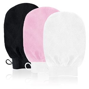 URAQT Gant Exfoliant Kessa, 3 Pcs Gant De Crin, Gant Kessa Pour Hammam, Gants de Gommage pour Hommes et Femmes, Gommage naturel Et Efficace, Élimine Les Peaux Mortes Efficacement (withchance, neuf)