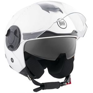 BHR Casque Jet &agrave; Double Visi&egrave;re 830 FLASH, Casque Scooter Homologu&eacute; ECE 22.06, Casque Moto Jet L&eacute;ger et Confortable avec Visi&egrave;re Int&eacute;rieure Parasol, Blanc, XS (BHR S.p.A., neuf)