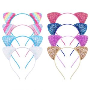 Serre-t&ecirc;te Chat &agrave; Paillettes,8 pi&egrave;ces de Bandeau Oreilles de Chat,Bandeaux Oreilles &agrave; Paillettes,Serre Tete Chat,pour les femmes filles Port quotidien (weiyuan-shop, neuf)