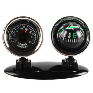 VOANZO Thermom&egrave;tre de Voiture 2 en 1, Boussole pour Tableau de Bord mont&eacute; sur v&eacute;hicule ext&eacute;rieur avec Ruban adh&eacute;sif Double Face, Convient pour Voitures, camions, Yachts et navires (VOANZO EU, neuf)