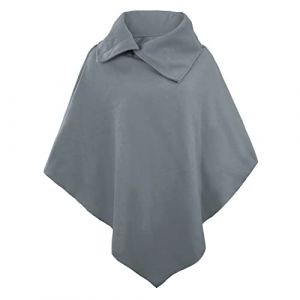 Rayson &Eacute;l&eacute;gant Pull Poncho Cape Femme Pull Poncho &agrave; Polyvalent de Type Ch&acirc;le pour Femmes Chic Glamour Baggy Irr&eacute;guli&egrave;re Ch&acirc;le Jeune Haut Tendance(Gris) (RSSAA, neuf)