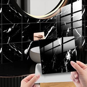 HORIWE Lot de 20 autocollants pour carrelage mural marbr&eacute; - 15 x 15 cm - En PVC - Papier peint autocollant - Autocollants muraux imperm&eacute;ables - Pour cuisine, armoire, meubles, table (HODOR OUTDOOR, neuf)