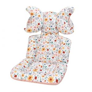 LAT Coussin Poussette Universelle, Réversible Coussin de Siège pour Poussette, Respirant Matelas Poussette Universelle, Reducteur Siege Auto Bebe Universel avec Appuie-tête Amovible (Fleur) (Little Jump Group, neuf)