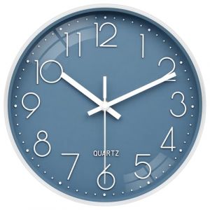VIKMARI Horloge Murale Moderne et Simple 25 cm Silencieuse Bleue &agrave; Pile D&eacute;corative pour Enfants, Salon, Chambre &agrave; Coucher, Cuisine, Bureau, Salle de Bain (Bleu) (YOUTONG FR, neuf)