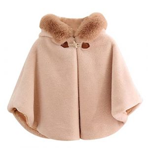 De feuilles Cape à Capuche Bébé Hiver Blousons Capuchon Fausse Fourrure Poncho en Coton Souple Mignon pour Fille Fillette Automne (De feuilles, neuf)