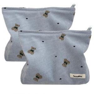 Tcdwla Trousse de Toilette Femme, 2 Pi&egrave;ces Trousse Maquillage Voyage, Trousse Crayon de Couleur Velours C&ocirc;tel&eacute; pour L'&eacute;cole, Les Voyages d'affaires, Le Shopping, La Randonn&eacute;e (Bleu 1) (JJDREAM, neuf)