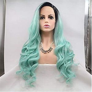 Perruques Avant En Dentelle Boucl&eacute;es Couches Vertes Coiffure Pour Femmes Densit&eacute; 150% Cheveux Synth&eacute;tiques Perruque Verte Cheveux Longs, 20 Pouces (22 Pouces) (ydxdsp, neuf)