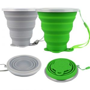 ddLUCK 2 Pcs Tasse Pliable en Silicone, 320ml Gobelet Retractable de Voyage, Flexible Reutilisable Portable Camping Pliable Cup, Pliant Mug Pour Pique-Nique, RandonnéE, Fitness en Plein Air (ddLUCK, neuf)