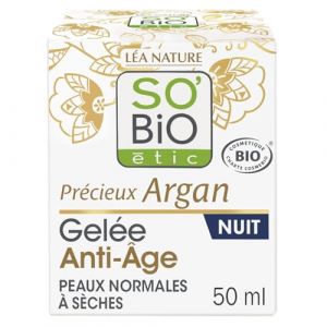 Crème Gelée Anti-Âge Nuit Précieux Argan Bio SO'BIO ETIC - Le pot de 40 mL (Marché Parisien, neuf)