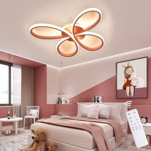 zenlavia Plafonnier LED Papillon 50W avec T&eacute;l&eacute;commande, 5000lm, Temp&eacute;rature R&eacute;glable 3000&ndash;6500K, Veilleuse, Minuterie, M&eacute;moire, Luminaire Moderne pour Chambre et Enfant, 52&times;39cm, M&eacute;tal (ARVALDS RONIS, neuf)