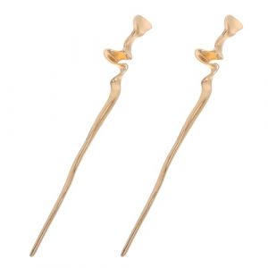 SKISUNO 2 pi&egrave;ces Pique Cheveux Chinois Dor&eacute; &Eacute;pingle Cheveux M&eacute;tal G&eacute;om&eacute;trique Irreguli&egrave;re Bijoux T&ecirc;te Oriental pour Femme Accessoire Chic pour Chignon et F&ecirc;te (Kostowmer, neuf)