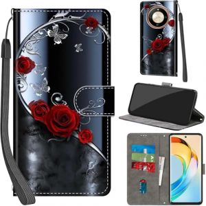 Haninsuze Coque pour Honor Magic 6 Lite 5G, Etui Protection Housse Premium en Cuir PU Portefeuille, [Ranges Cartes] [Fonction Support] Pochette pour Honor Magic 6 Lite, Papillon d'argent (TILANDER, neuf)