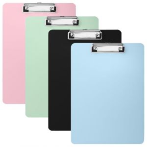 4 Pi&egrave;ces Porte-Bloc A4 avec Pince,4 Couleurs Planche &agrave; &Eacute;crire en Plastique A4 avec Clip M&eacute;tallique et Crochet Cach&eacute;,Planche &agrave; Pince pour Paperasserie,Dessin,Menus ou les Bureaux de Classe (TingSen, neuf)