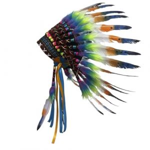 Coiffe indienne l&eacute;g&egrave;re et confortable &agrave; plumes pour les f&ecirc;tes et festivals (Glowxiaoyun, neuf)