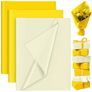 PLULON 60 feuilles papier soie jaune fête d'anniversaire de tournesol, papier d'emballage cadeau pour bricolage emballage cadeau anniversaire Pâques mariage vacances papier fleur (jaune) (Grocery Mall, neuf)