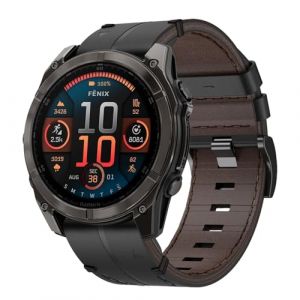 Cuir Bracelet pour Garmin Fenix 7X, 26mm Cuir Bande Quick Fit Bracelet pour Fenix 8 51mm, Fenix 6X, Fenix 6X Pro, Fenix 5X, Fenix 5X Plus, Fenix 3, Fenix 3 HR, Enduro, Quatix 3, Descent Mk1 Mk2 (TOPsic, neuf)