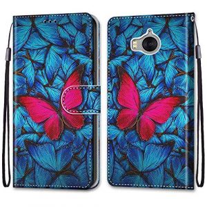 Mo-Somnus Coque pour Huawei Y5 2017 / Y6 2017, Etui en Cuir PU Portefeuille Housse Coque avec 360 Degr&eacute;s Silicone Antichoc Protection Cover Cuir Pochette Magn&eacute;tique und Flip B&eacute;quille (Papillon) (Mo-Beauty EU Store, neuf)