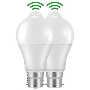Weskjer Ampoule Detecteur de Mouvement B22 Baïonnette LED, 12W, 1020lm, Blanc Froid 6000 K, CIR > 85, étanches IP42 à économie d'énergie, non dimmable, Ampoule à Détecteur de Mouvement (Win-win Trade, neuf)