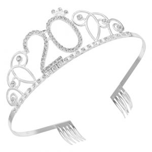Didiseaon Diad&egrave;me d'Anniversaire 20 Ans en Strass Argent&eacute; Couronne L&eacute;g&egrave;re pour Femme Accessoire F&ecirc;te d'Anniversaire Coiffe &Eacute;l&eacute;gante pour C&eacute;l&eacute;bration Sp&eacute;ciale (Merkowski, neuf)