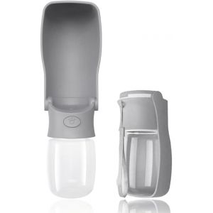 Gourde pour Chien, Bouteille d'eau de Voyage &eacute;tanche pour Animaux de Compagnie, 550ML/350ML, pour Toutes Tailles de Chiens - Gourde Chien Promenade, Promenade et Voyage Gris (350 ML) (Lanjian US, neuf)
