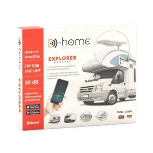 D-Home - Explorer Connect - Antenne amplifiée TV pour Caravane, Gain Total 30 DB. Antenne connectée Pilotable par Une Application Mobile pour Une Réception Optimale. Installation Facile/clé en Main (D-Home Smaart, neuf)