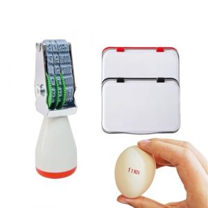Homvik Kit de Marquage d'&OElig;ufs, Tampon Dateur, 2 Tampons Encreurs Rouge et Noir, Caoutchouc 4mm, Disponible Pour Les &oelig;Ufs De Poule/Duck Et Diverses &eacute;Tiquettes De Papier (Granbuy, neuf)