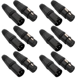 RUNCCI-YUN 12 Pièces Connecteur XLR 3 broches à souder，Connecteurs XLR 3 broches,connecteurs XLR mâle/femelle,prise de câble micro,prise audio microphone（XLR 6 mâles et 6 femelles ） (RUNCCI-YUN, neuf)