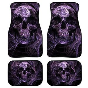 Biyejit Lot de 4 tapis de sol avant et arrière avec envers en caoutchouc antidérapant - Protection contre les intempéries - Motif tête de mort - Violet (YuXingBo01, neuf)