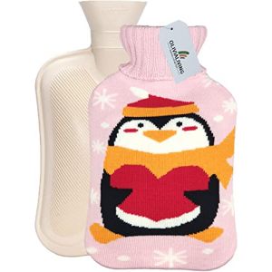 OliviaLiving Sac &agrave; eau chaude Bouillotte 2 litres avec housse en tricot, Id&eacute;al pour les crampes, le soulagement de la douleur et les nuits douillettes, chauffe-pieds et lit, dessin anim&eacute; pingouin (OLIVIA LIVING, neuf)