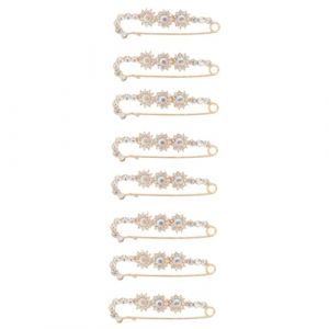 WRITWAA 8 Pièces épingle de mode broches femme Broche pour tenue Broche pour manteaux Broche délicate décoration goupille Broche de mariage accessoire de broche de vêtements strass blanche (Saieli, neuf)