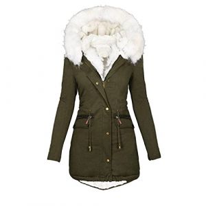 Manteaux Duvet Femme Doudoune élégant Longue Manteau Zippé épais Chaud Pas Cher Parka Blouson Veste Chaud épais Long Fourrure Veste Chaud Hiver avec Capuche Fourrure Grande Taille Duvet en Coton (⭐⭐⭐⭐⭐WUSENTOF, neuf)