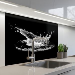 KitchenYeah&copy; Credence Adhesive Pour Cuisine 80x100 cm Panneau Mural Adhesif Fond De Hotte Plaque Pvc Murale Peel And Stick Protege Mur Eau - &Eacute;claboussure - Noir (KitchenYeah, neuf)