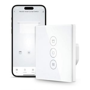 HeuxGir Interrupteur intelligent pour volet roulant - Compatible avec Alexa/Google Home/Smart Life - Minuterie et contr&ocirc;le vocal avec LED contr&ocirc;lable - Conducteur z&eacute;ro - Lot de 1 (heuxgir, neuf)