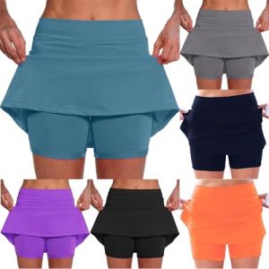 Jupe Short Femme 2 en 1 Jupe pour Femme avec Poche Décontracté Jupe Courte Femme Elastique Jupe de Pantalon Femme Respirant pour Golf Tennis Jupe-Culotte Taille Moyenne Pour Femmes S-XXL (usitable, neuf)