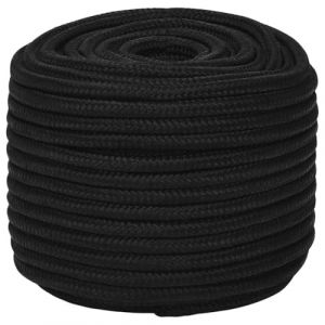 vidaXL Corde de Travail Ligne de Travail Corde Torsad&eacute;e Corde d'Amarrage C&acirc;ble de Travail Jardin Atelier Noir 12 mm 250 m Polyester (vidaXL FR, neuf)