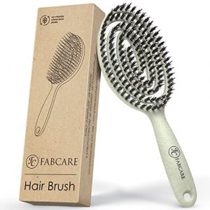 FABCARE Brosse Cheveux Poil Sanglier - Accessoire D&eacute;m&ecirc;lant Innovant &agrave; Double Ressort Spirale - Produit Magique Sans Douleur pour Styling Professionnel et Douceur Quotidienne (Vert) (FABCARE, neuf)