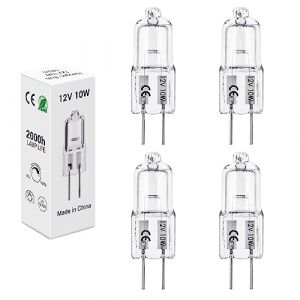 BROTOU 4er Ampoule Halogene G4, Ampoules 12V 10W 2700K Dimmable Warm White, Lampe halog&egrave;ne G4,pour Ampoule Hotte de Cuisine,Four,Plafonnier,Bain,Spots,Appliques Murales, &Eacute;clairage d'armoire (BROTOU-EU, neuf)