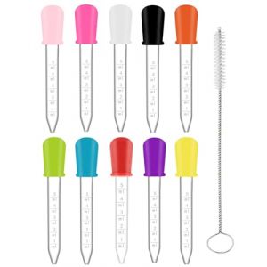 CULEB 10Pcs Liquide Droppers avec 1 Brosse,Pipette Compte-Gouttes Silicone,5 ML Pipette Graduée,Pipette Enfant,pour Bricolage,Plantes,Animaux Domestiques,Moules Bonbons,Laboratoires Scientifiques (CULEB, neuf)