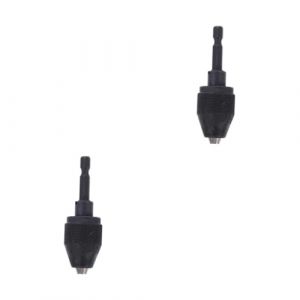 SHINEOFI 2 Pi&egrave;ces Chuck de perceuse &eacute;lectrique outils &eacute;lectriques Adaptateur de p&eacute;pier foreur convertisseur d'adaptateur de mandrin de forage mandrin de cl&eacute; de forage poulain acier Noir (Long Pavilion, neuf)