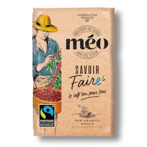 Cafés Méo Moulu Savoir Faire - en Pack de 8 sachets de 500G - Niveau de torréfaction moyenne - Certifié Max Havelaar (CAFES MEO, neuf)